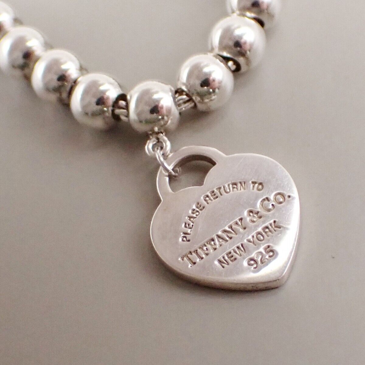 Tiffany & Co. Please Return To Ball Chain Heart Bracelet Silver 925 PK 68YG835