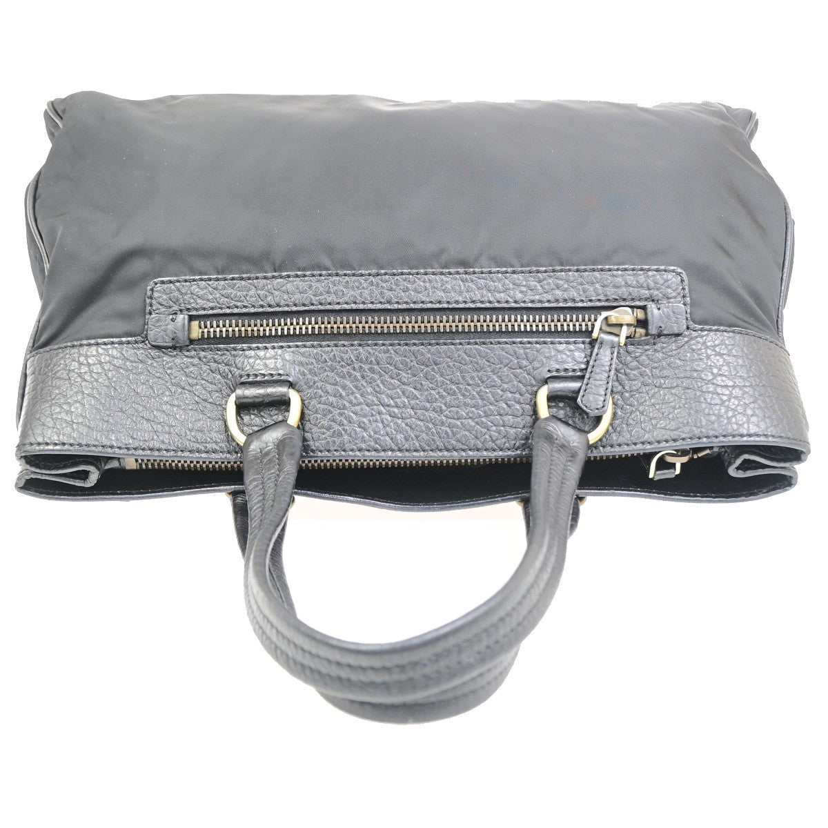 PRADA Logo Tessuto Tote Hand Bags Nylon Leather Black GHW Italy 70PA127