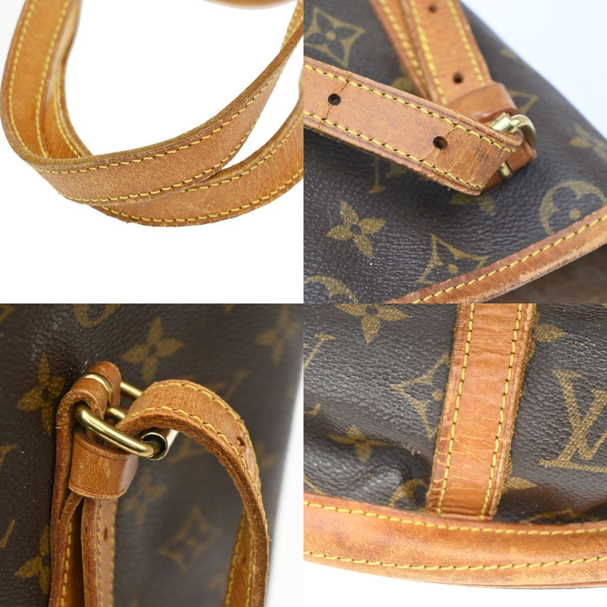 LOUIS VUITTON BUCKET GM Shoulder Tote Bag Monogram Leather Brown  M42236 69CA626