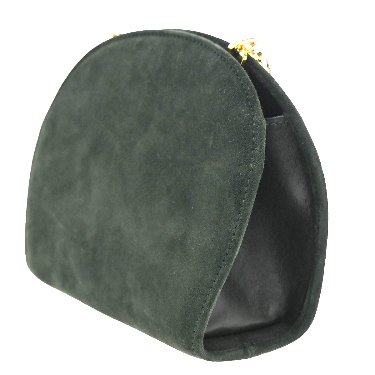 Salvatore Ferragamo Gancini Shoulder Bag Suede Leather Green GHW Italy 34MA212