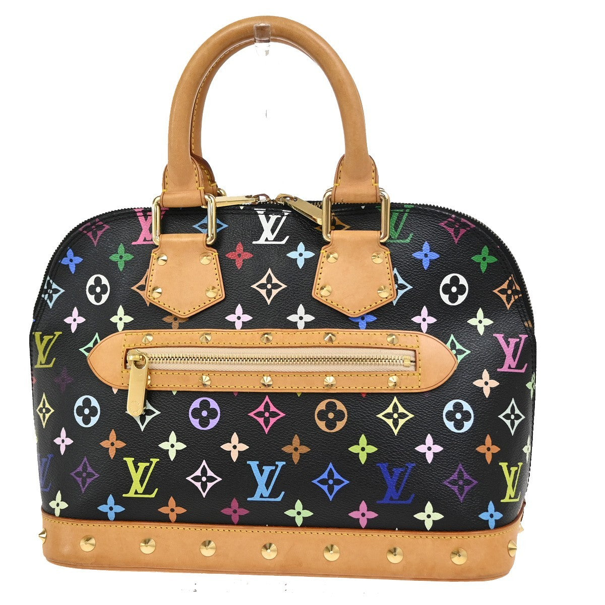 LOUIS VUITTON LV Logo Alma Hand Bag Monogram Multi Leather Black M92646 645RQ029