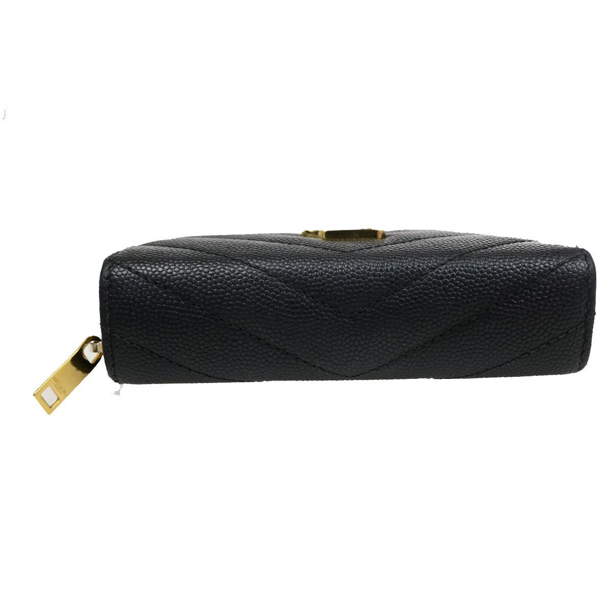 SAINT LAURENT YSL Logo Bifold Purse Wallet Leather Black GHW 38CB050
