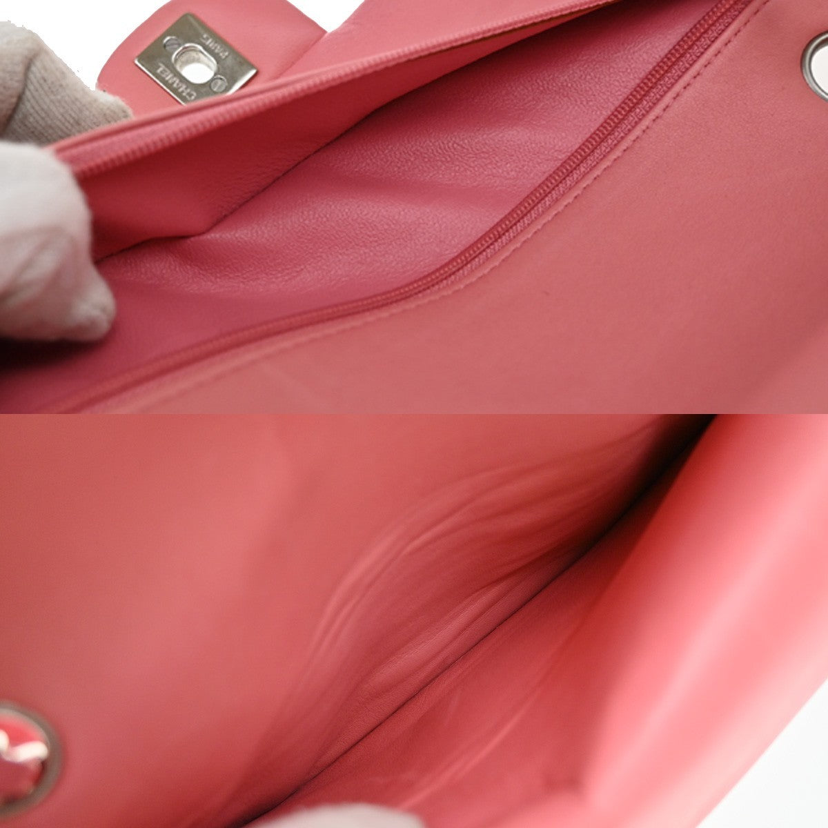 CHANEL CC Matelasse 25 Double Flap Chain Shoulder Bag Leather Pink SHW 791RF617