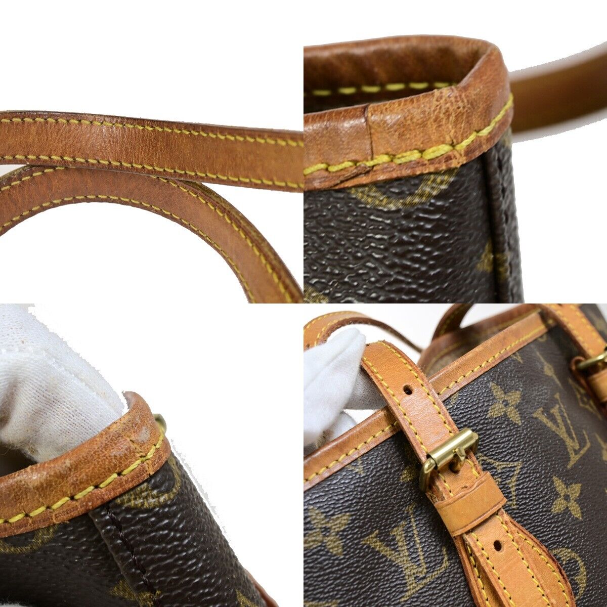 LOUIS VUITTON BUCKET PM Shoulder Tote Bag Monogram Leather Brown M42238 31FA771