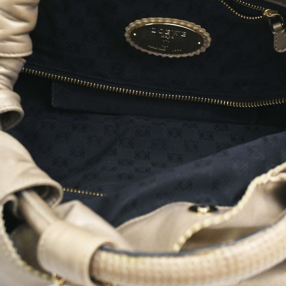LOEWE Anagram Logo Nappa Aire Hand Bag Leather Beige GHW Spain 34KC278