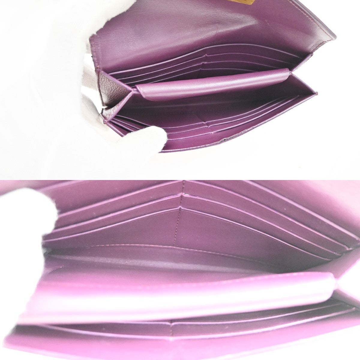BOTTEGA VENETA Saint Germain Triangle Flap Long Wallet Leather Purple 65CA845