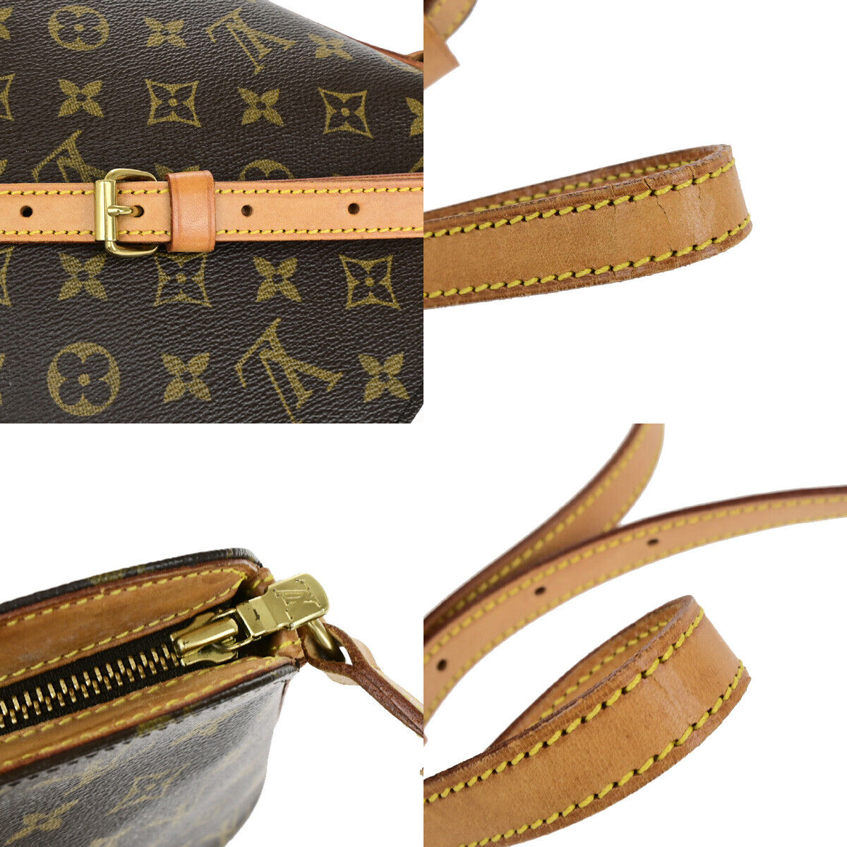 LOUIS VUITTON Logo Drouot Shoulder Bag Monogram Leather Brown M51290 73YF424