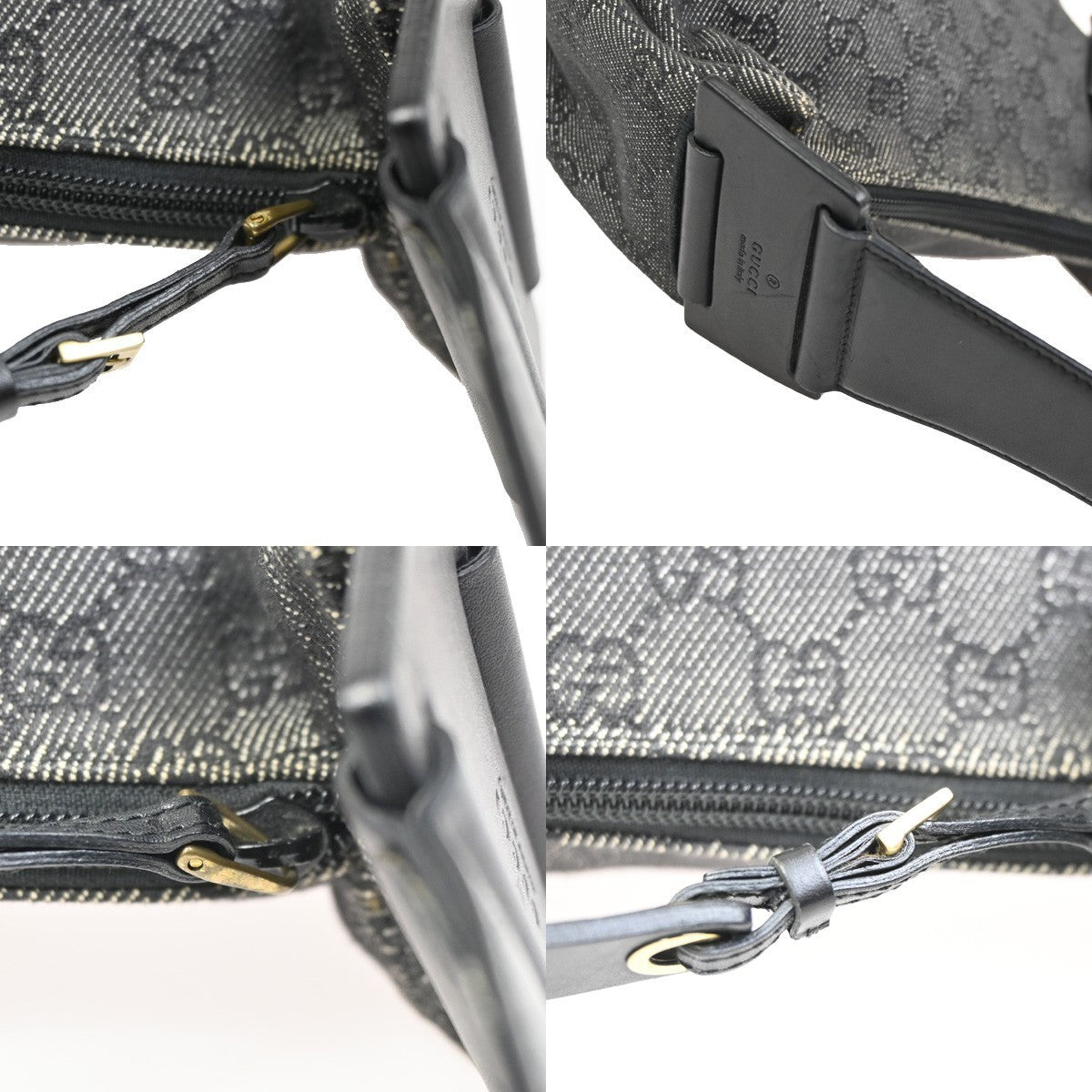 GUCCI GG  Pattern Shoulder Hand Bag Canvas Leather Black GHW Italy 35CA700