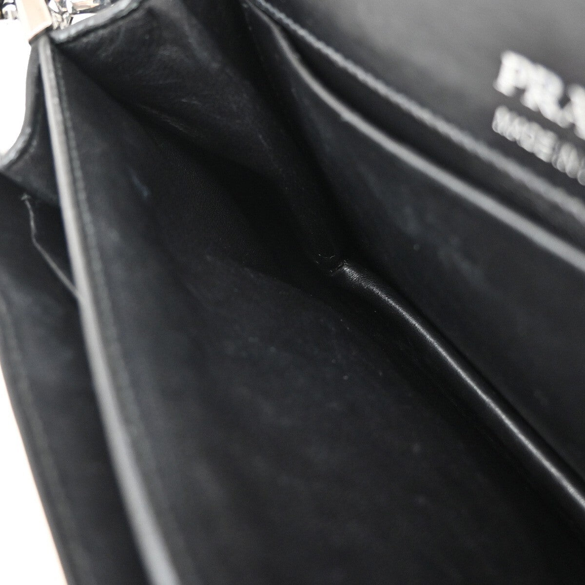 PRADA Logo Shoulder Hand Bag Leather Black SHW Italy 74RF249
