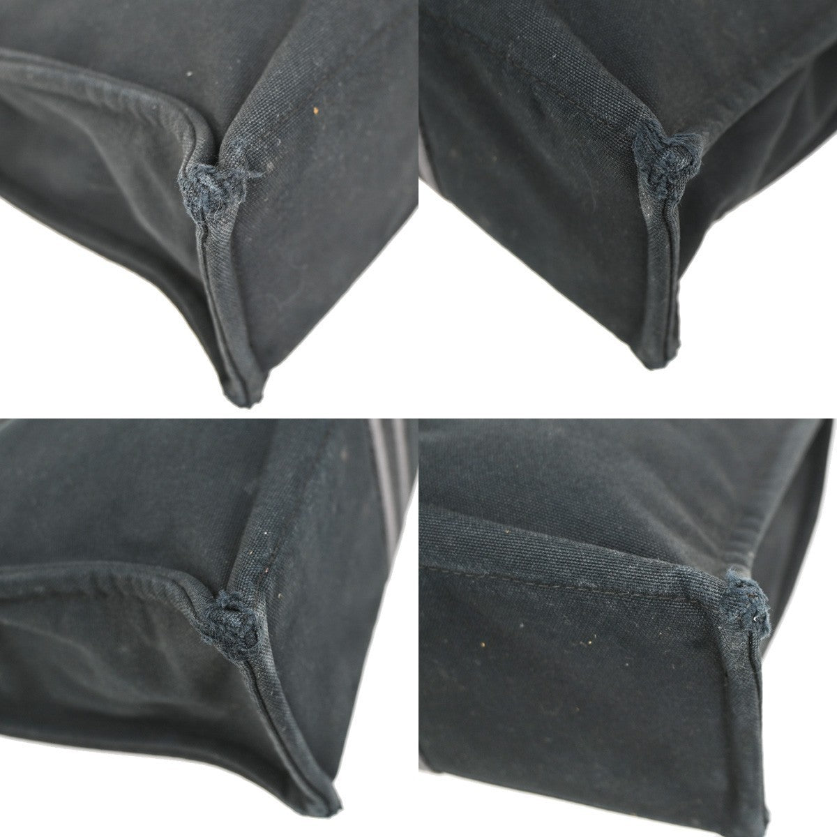 HERMES Logo Fourre Tout MM Hand Tote Bag Cotton Black SHW France 07KD184