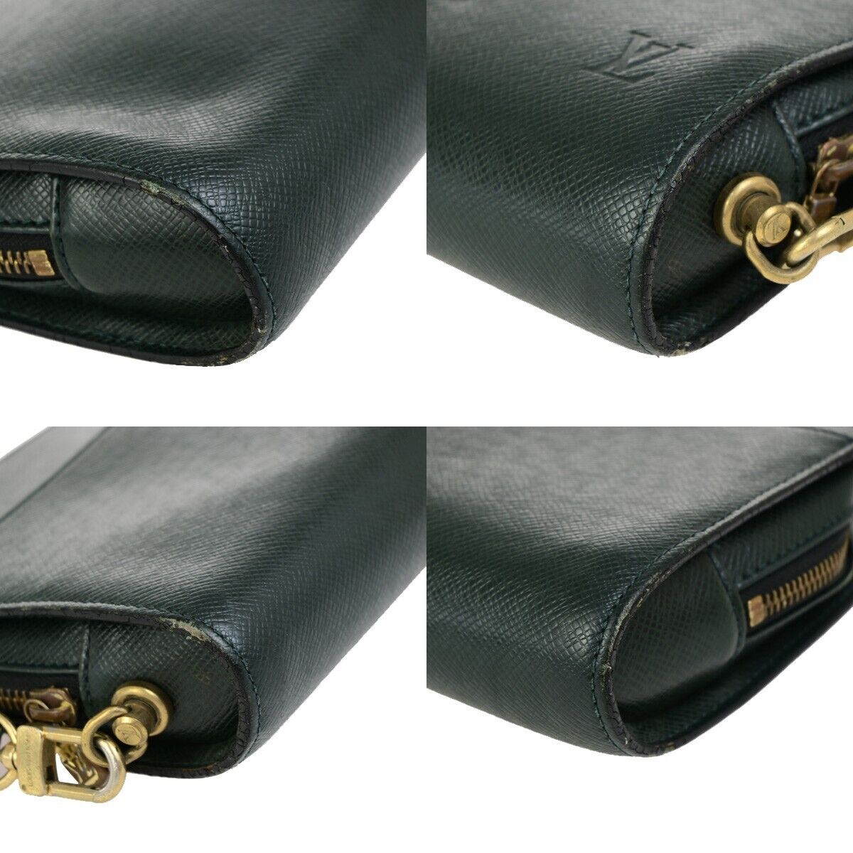 LOUIS VUITTON LV Logo BAIKAL Clutch Hand Bag Taiga Leather Epicea M30184 05EC929