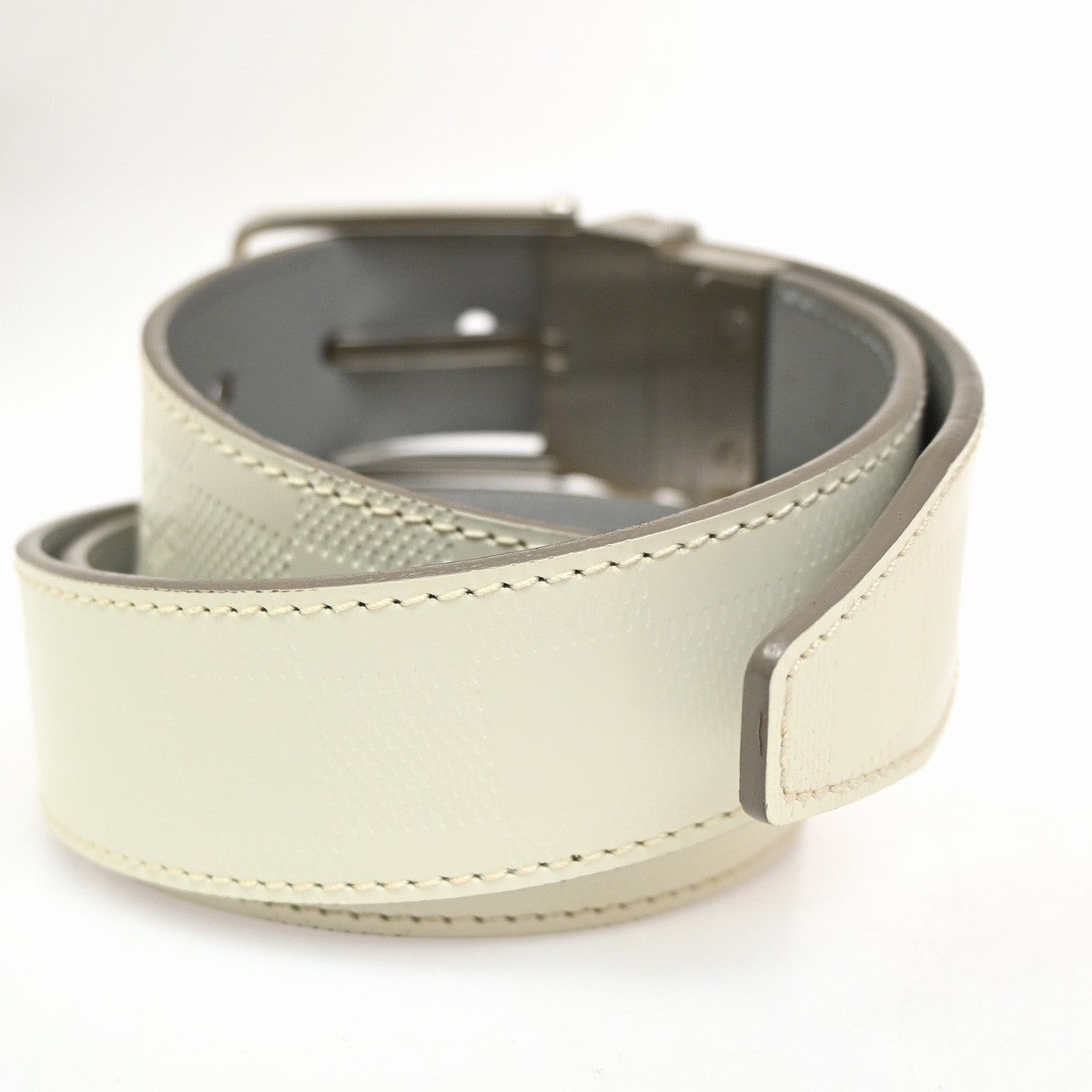 LOUIS VUITTON LV Logo Belt 90/36 Damier Infini leather White M6873 31CA603