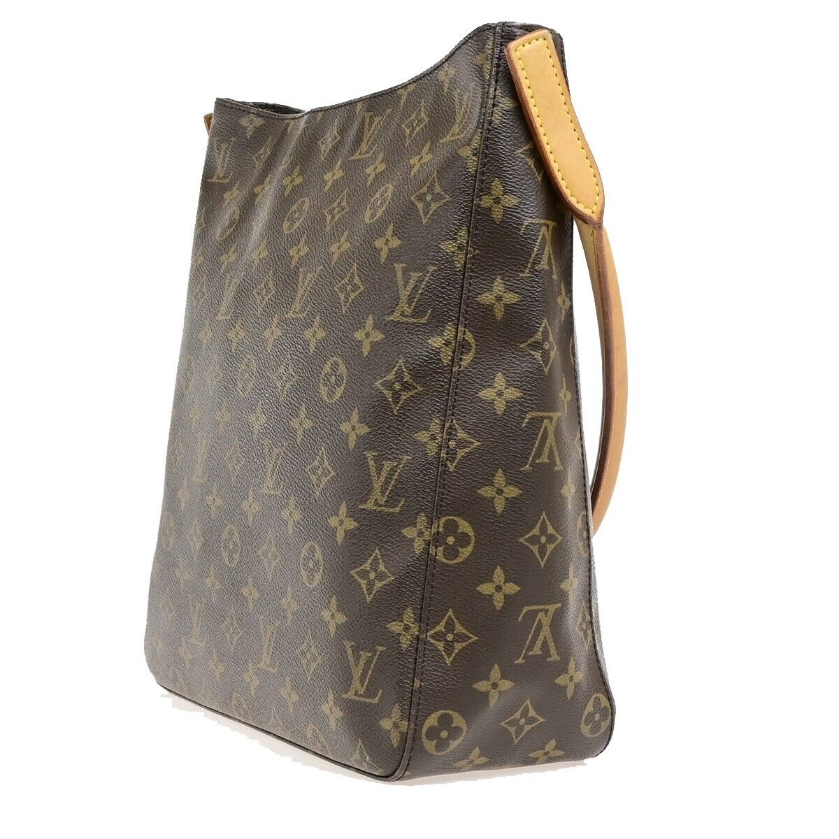 LOUIS VUITTON Logo Looping GM Shoulder Bag Monogram Leather Brown M51145 14EE098