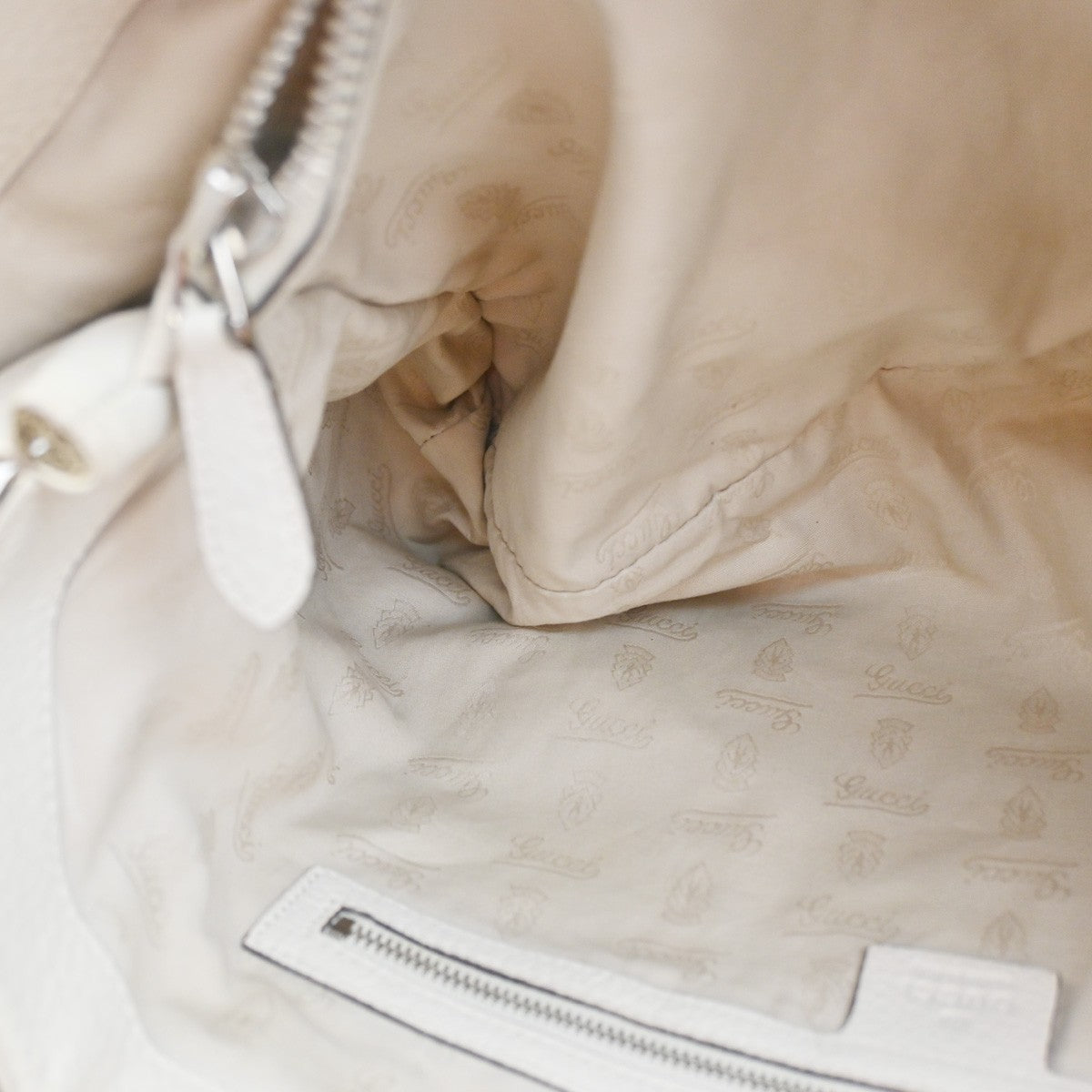 GUCCI Logo GG Pattern Hand Tote Bag Bamboo Canvas Leather Beige Italy 70CA985