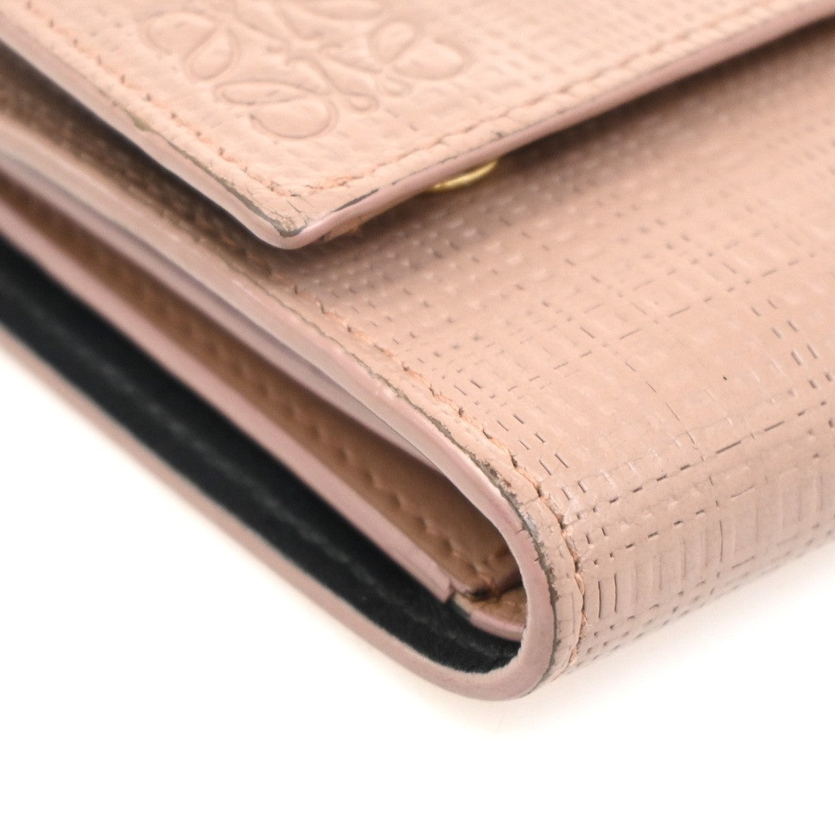 LOEWE Logo Anagram Trifold Wallet Purse Leather Pink Made In Spain 65CA567