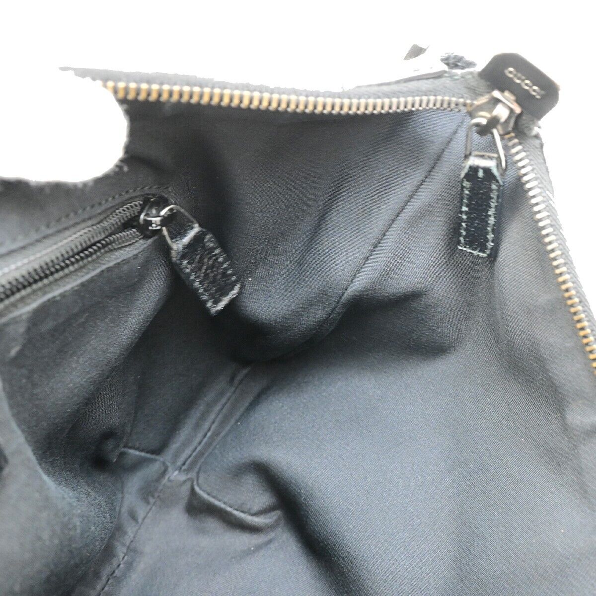 GUCCI Logo GG Pattern Sherry Shoulder Bag Canvas Leather Black Italy 76ED913