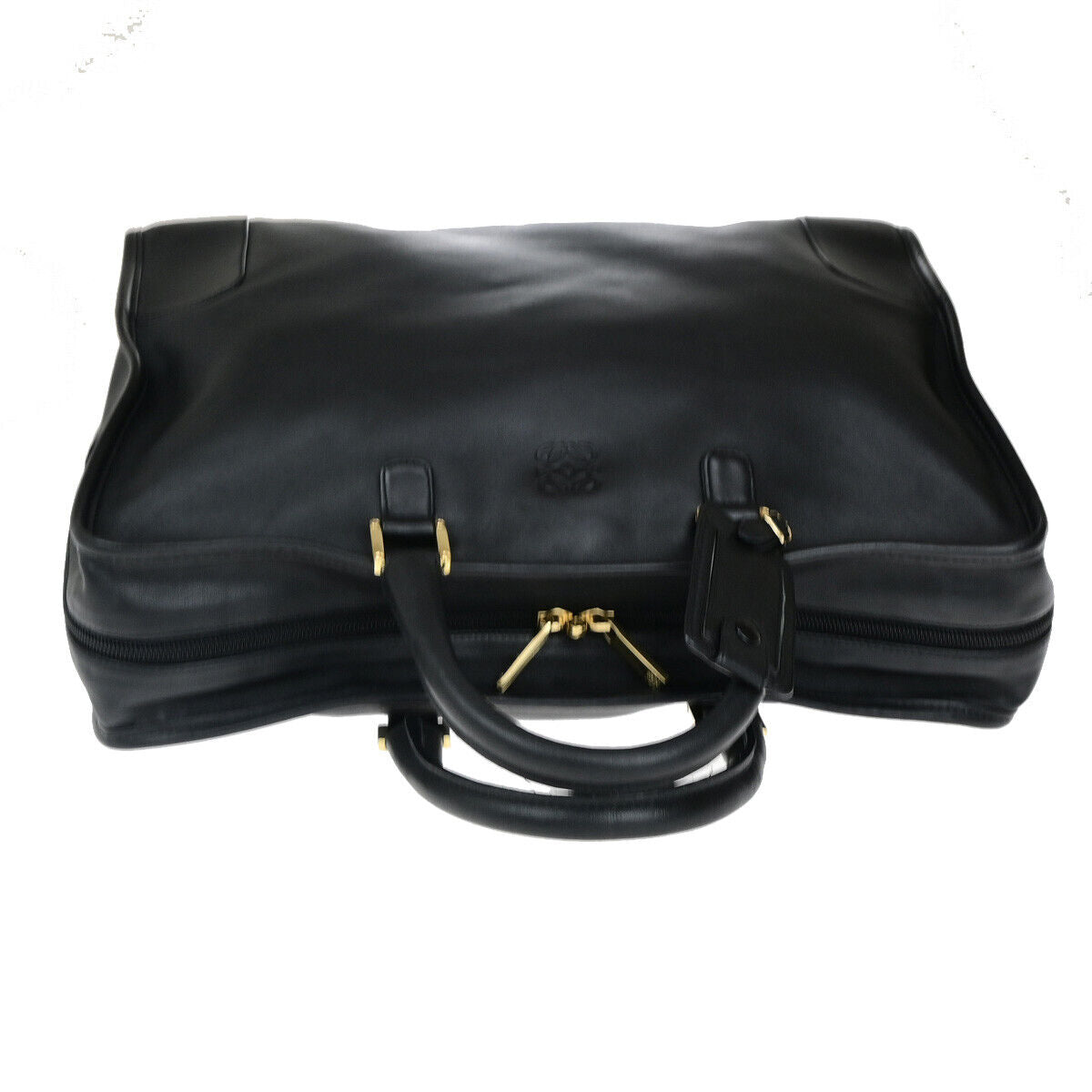 LOEWE AMAZONA 40 Anagram Travel Hand Bad Leather Padlock Black GHW Spain 34YG482