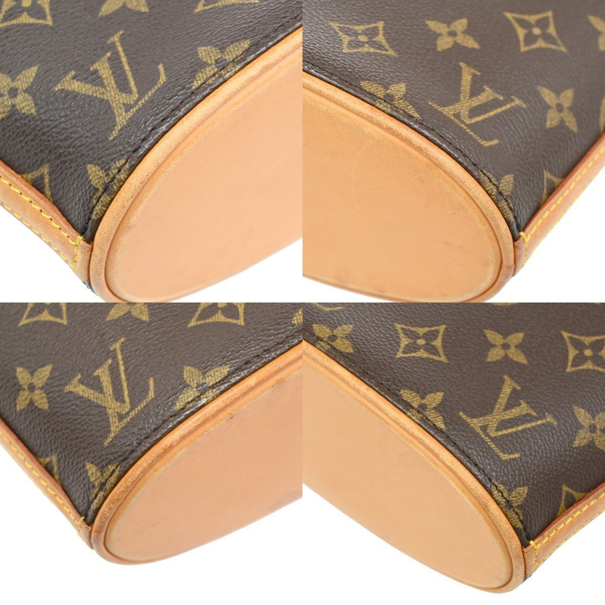 LOUIS VUITTON Logo Drouot Shoulder Bag Monogram Leather Brown M51290 74KD177