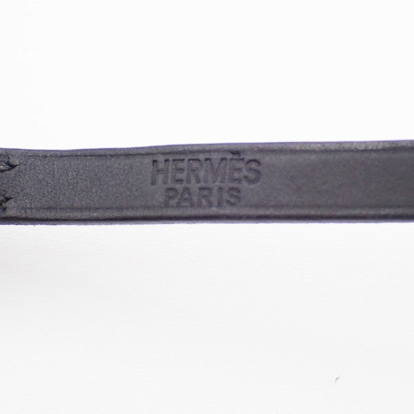 HERMES Api 3 Triple Tour Long Bracelet SHW Leather Sliver Black 64RL493