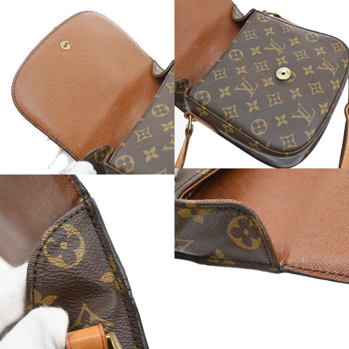 LOUIS VUITTON Saint Cloud MM Shoulder Bag Monogram Leather Brown M51243 34SA143