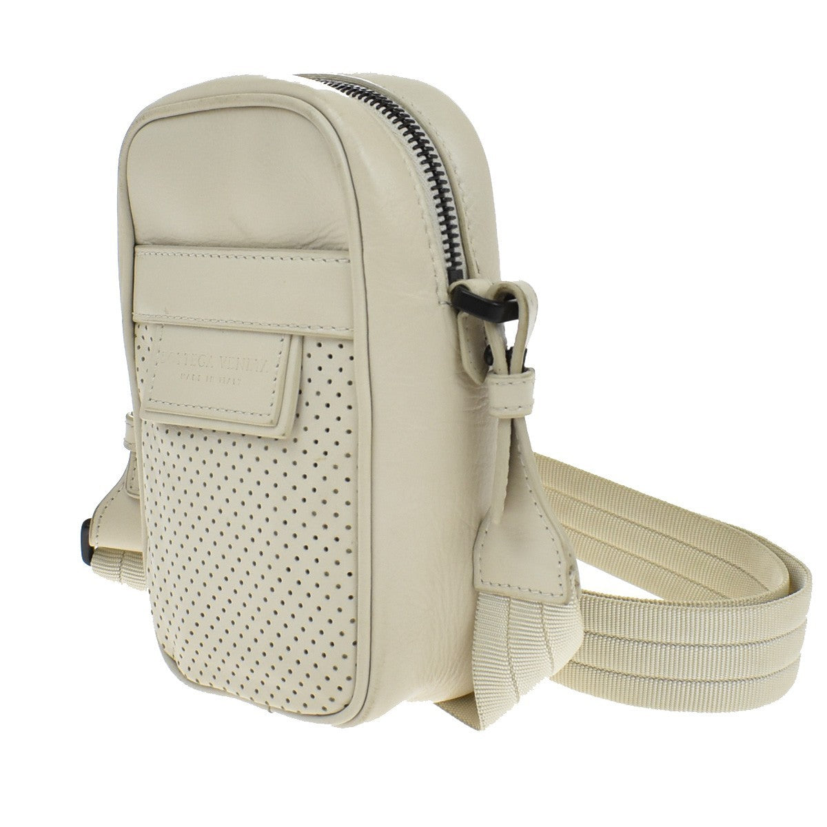BOTTEGA VENETA Logo Mini Shoulder Bag Leather White Made in Italy 83KB141