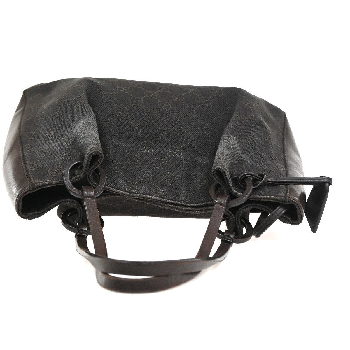 GUCCI Logo GG Pattern Shoulder Bag Canvas Leather Brown SHW Italy 04TA603