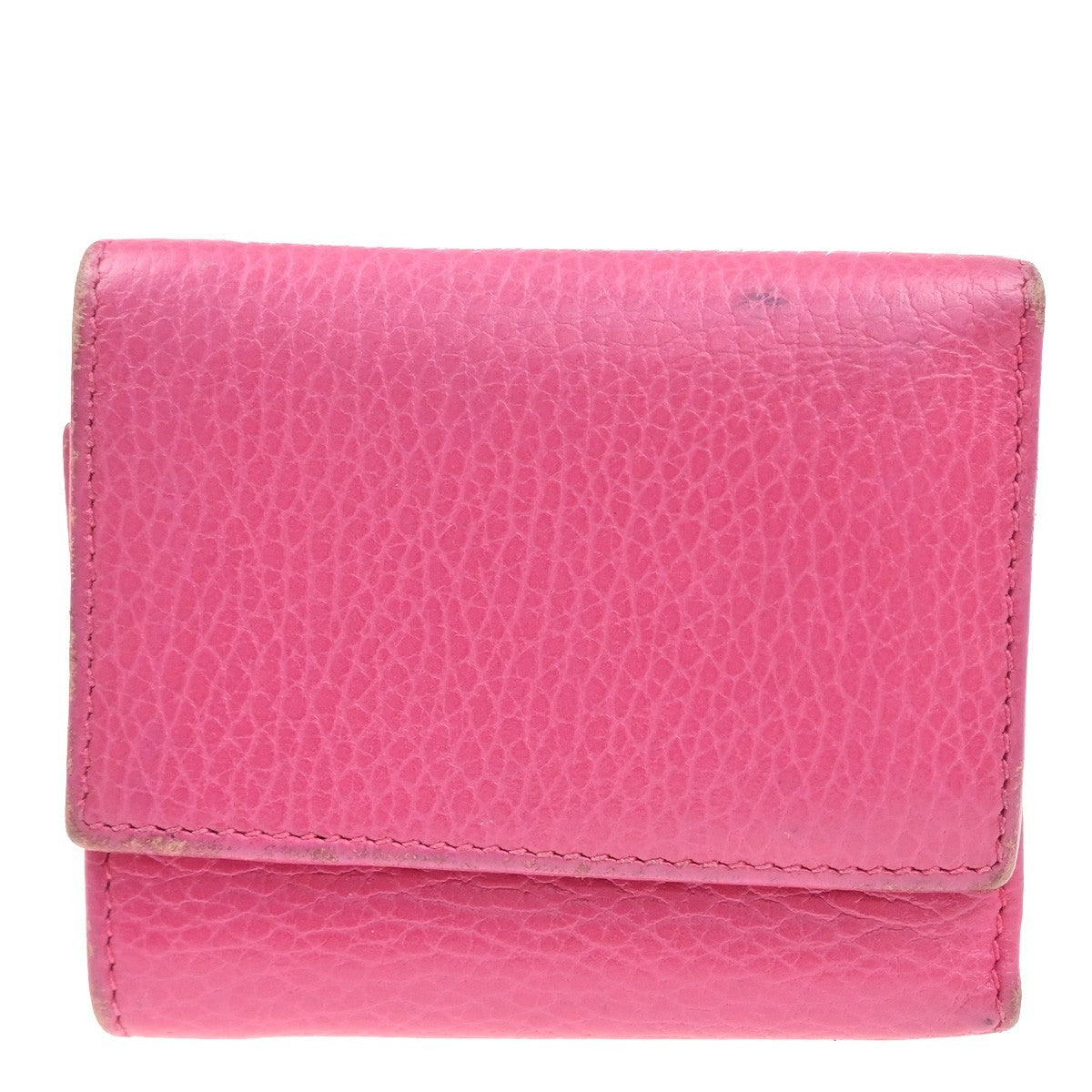 GUCCI Logo GG Marmont Compact Trifold Wallet Leather Pink GHW Italy 66KC598