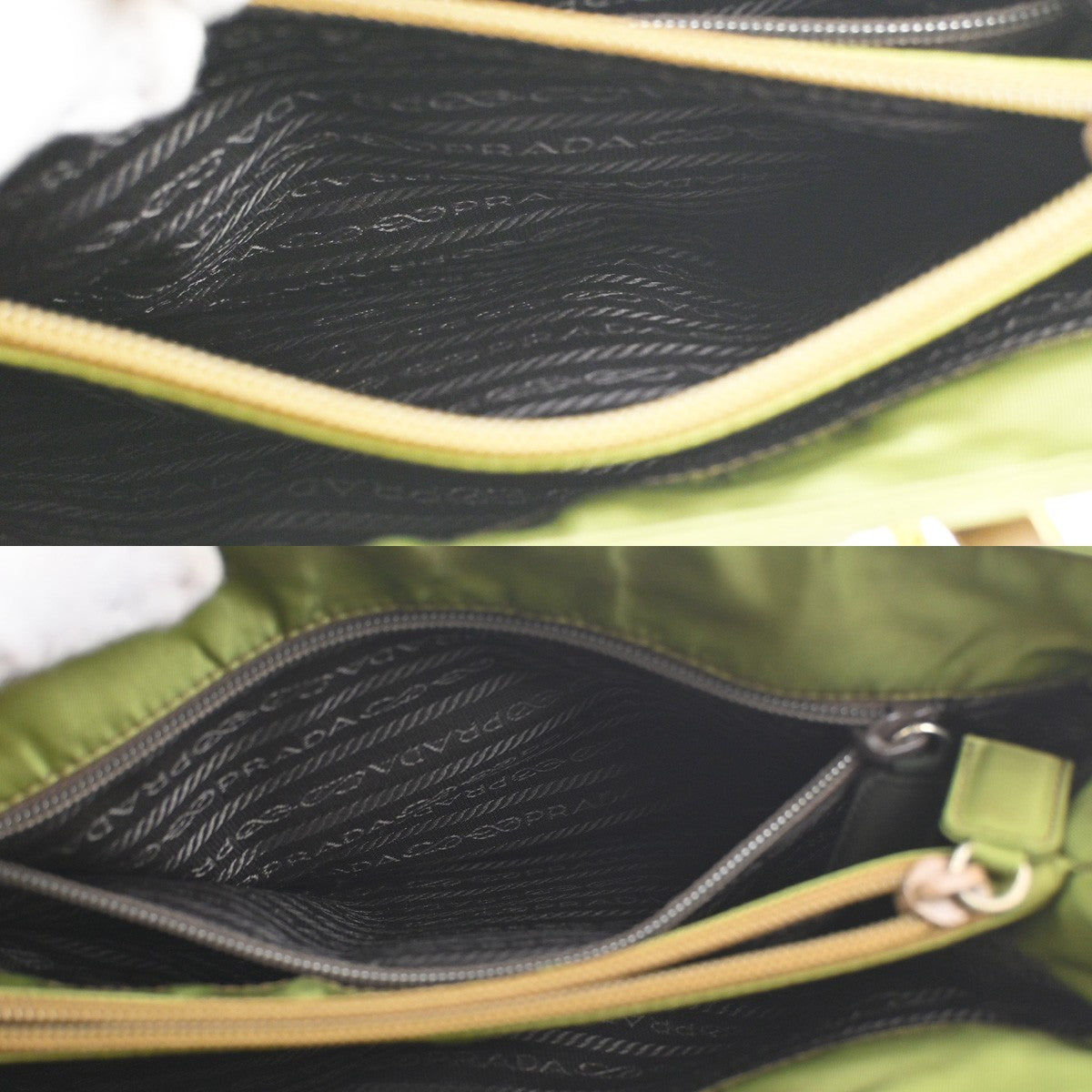 PRADA MILANO Logo Shoulder Hand Bag Nylon Tessuto Leather Green 04CB020