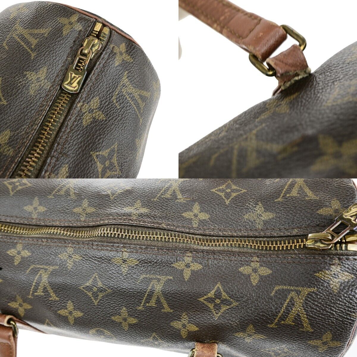 LOUIS VUITTON Logo PAPILLON 30 Hand Bag Monogram Leather Brown M51365 05ED118