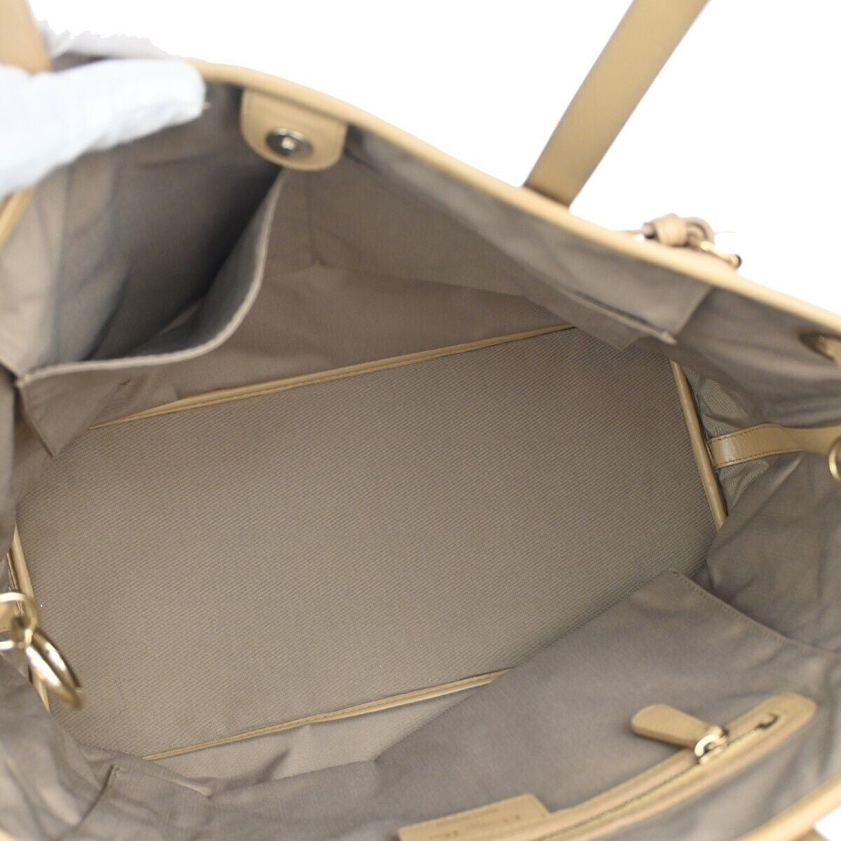 CHRISTIAN DIOR Panarea Cannage Tote Shoulder Bag Coating Canvas Leather 76RH100