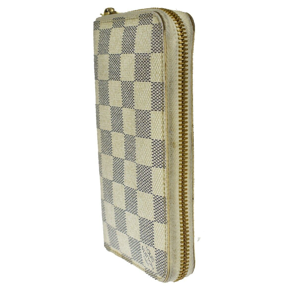LOUIS VUITTON Zippy Compact Wallet Damier Azur Leather White N60029 69GA843