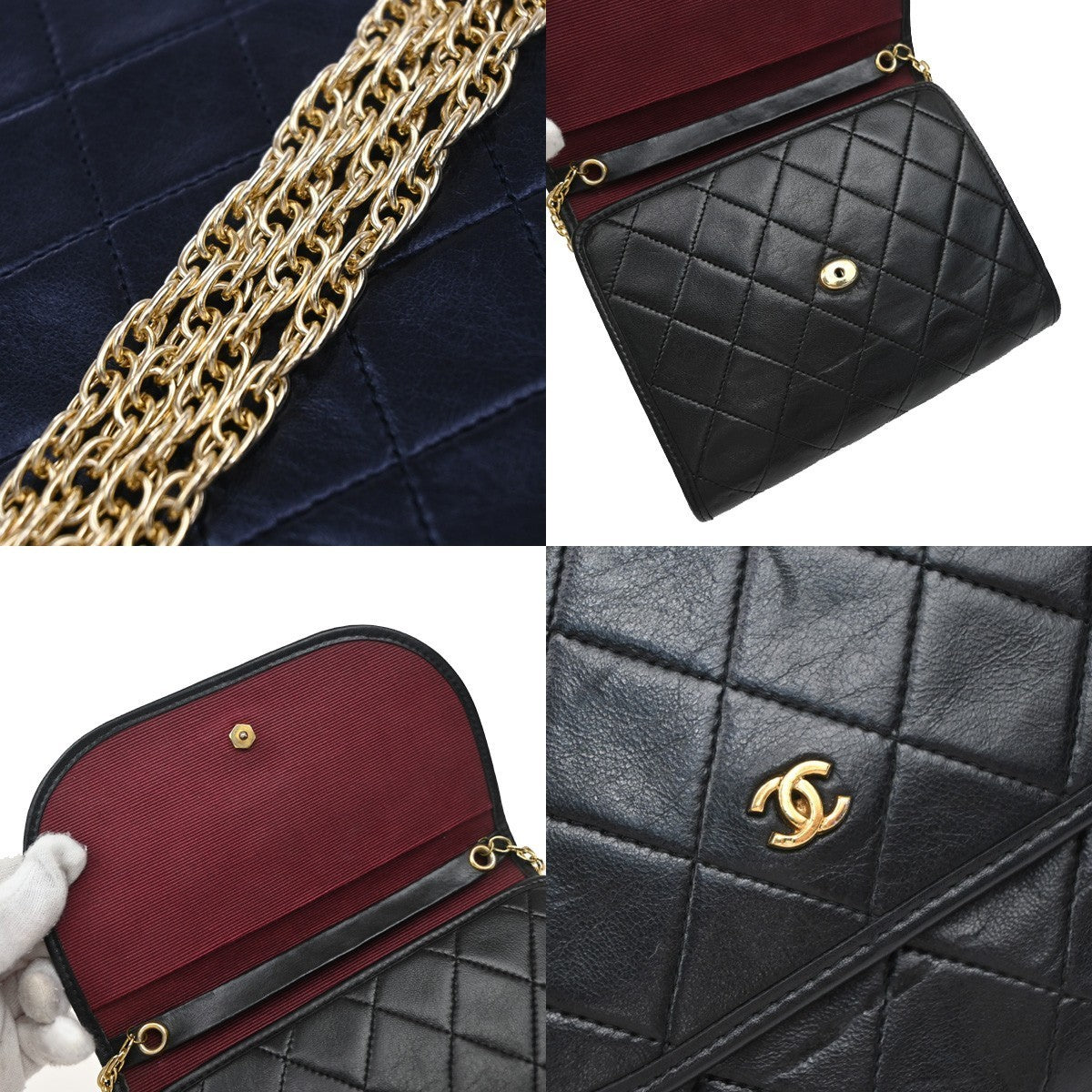 CHANEL CC Logo Mini Matelasse Chain Shoulder Bag Leather Black GHW 44RF695
