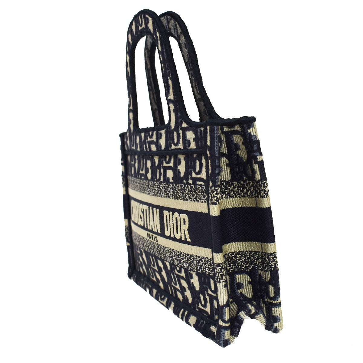 CHRISTIAN DIOR Logo OBLIQUE Mini Hand Bag Canvas Navy Blue Italy 373LC335