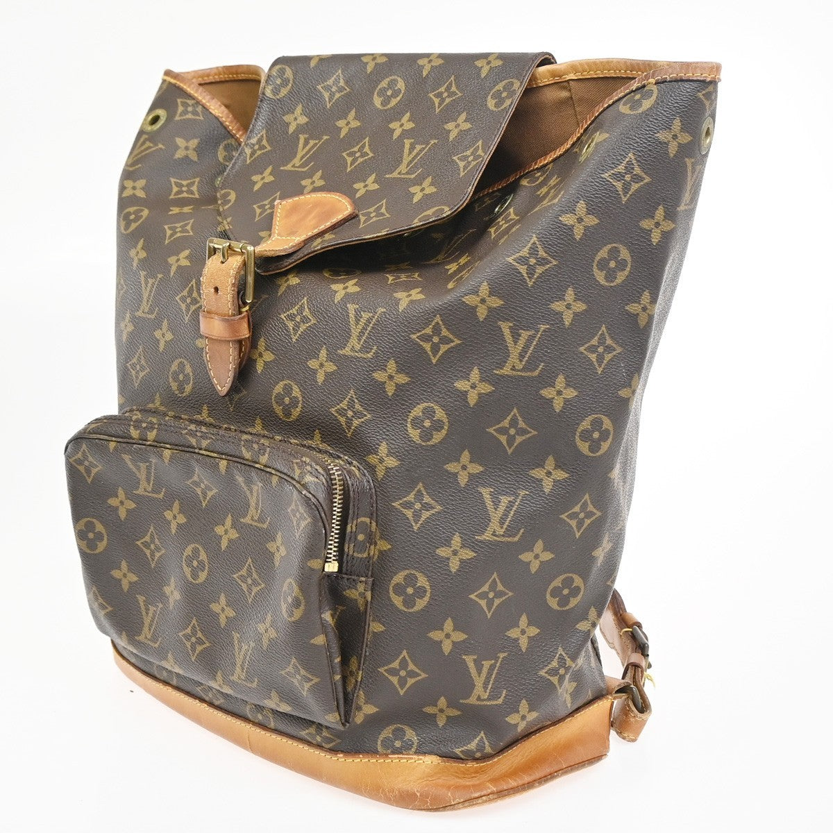 LOUIS VUITTON Montsouris GM Backpack Bag Monogram Leather Brown M51135 64ZA353