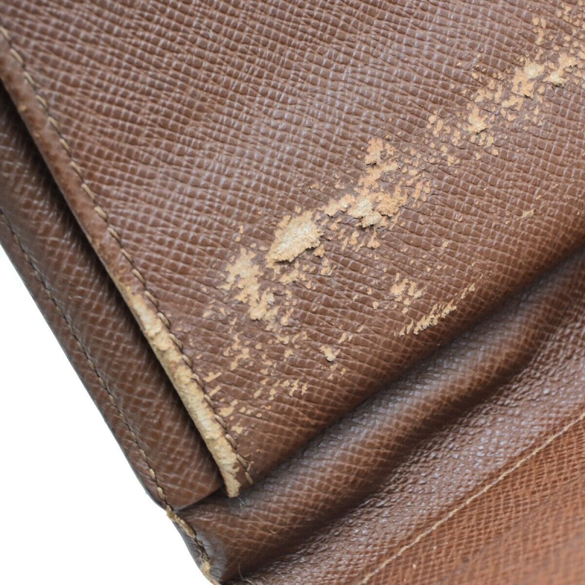 LOUIS VUITTON LV Logo 3 Set Trifold Bifold Wallet Monogram Leather Brown 09KA447