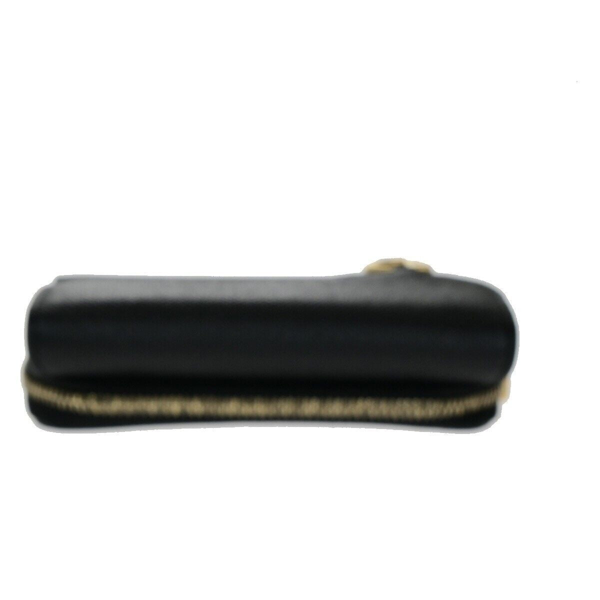 CHRISTIAN DIOR Logo Saddle Trifold Wallet Purse Leather Black GHW Italy 11RK018