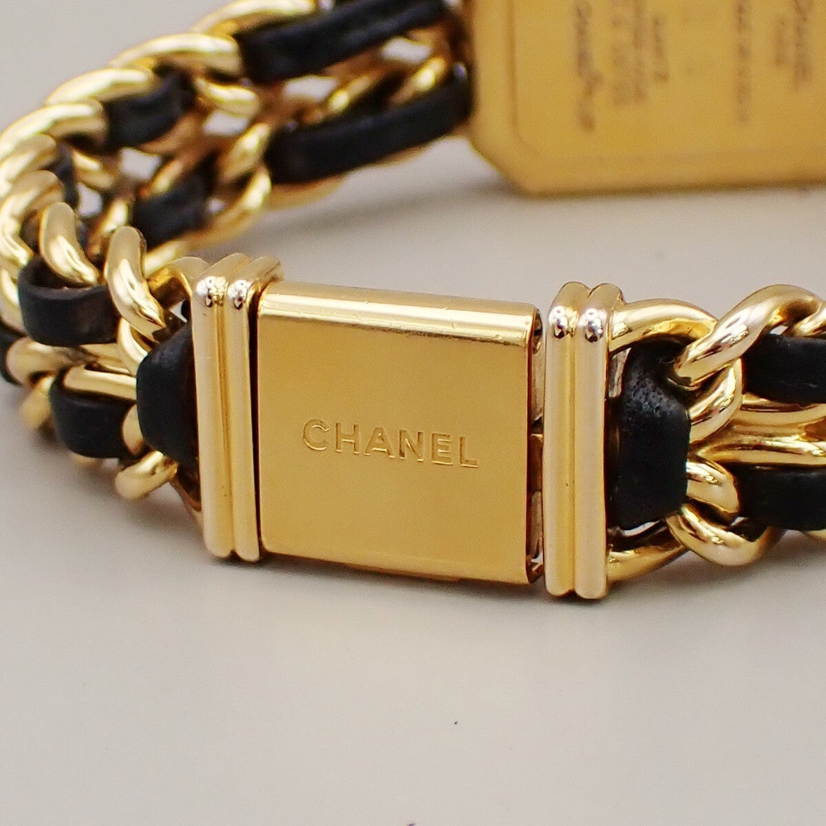 CHANEL Logo Premiere Watch H0001  # L Quartz Gold Plated Leather GHW 690RK949