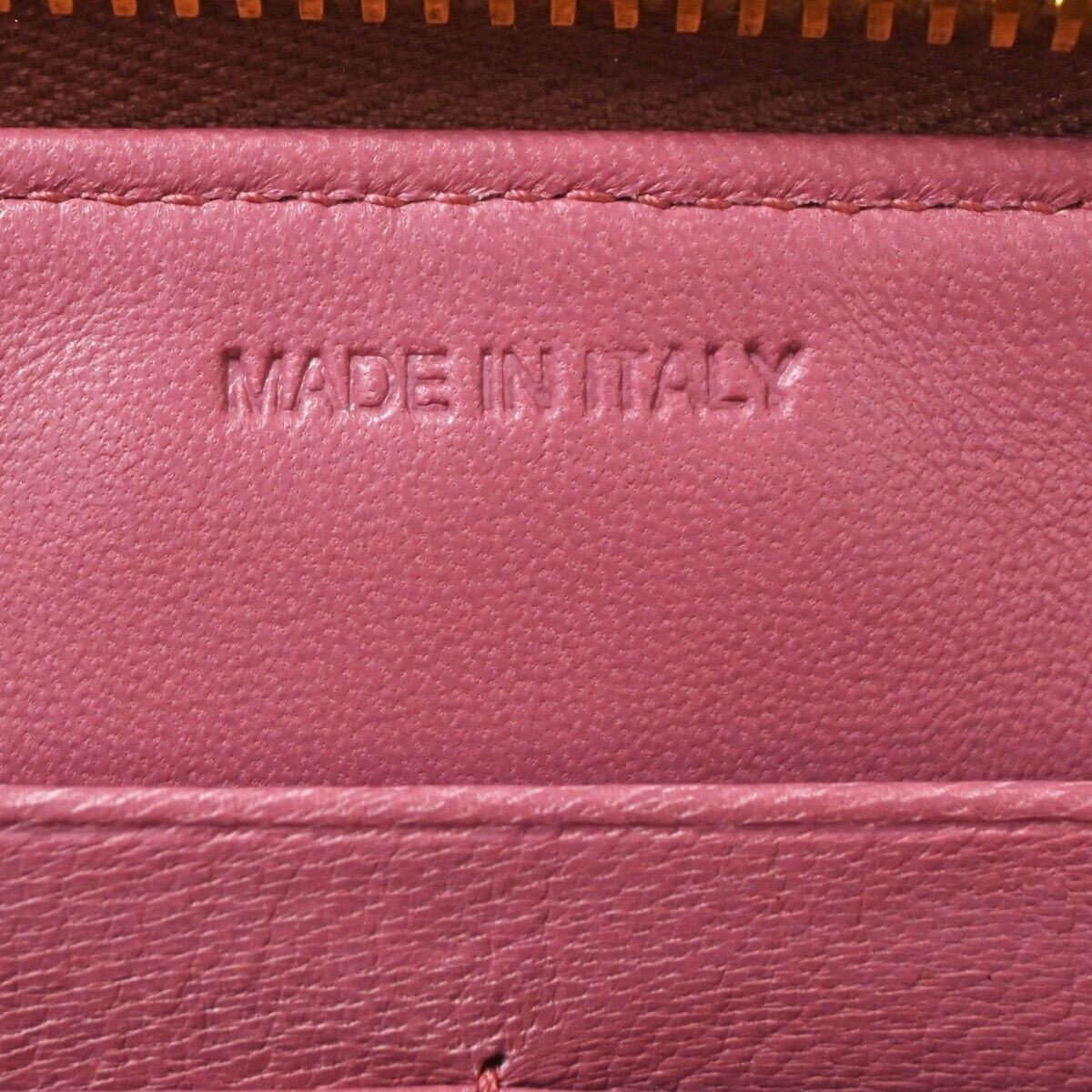 PRADA Logo Long Zip Wallet Nappa Stripes Leather Camelia Pink Gold Italy 82SH690