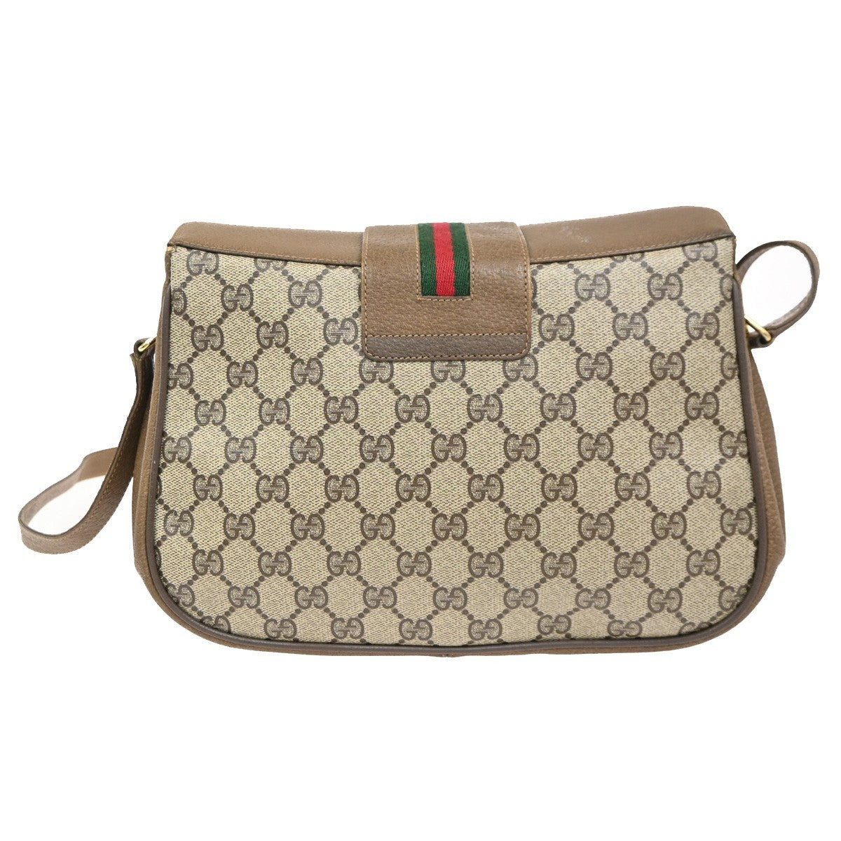 GUCCI Logo Sherry GG Pattern 2set Shoulder Hand Bag PVC Leather Beige 86KC963