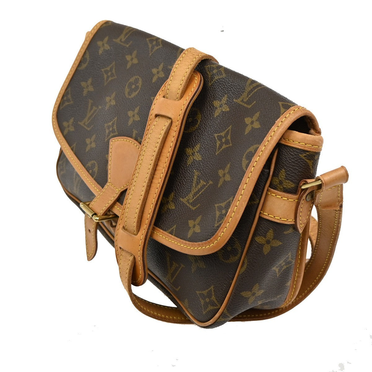 LOUIS VUITTON Logo Sologne Shoulder Bag Monogram Leather Brown M42250 92TA256