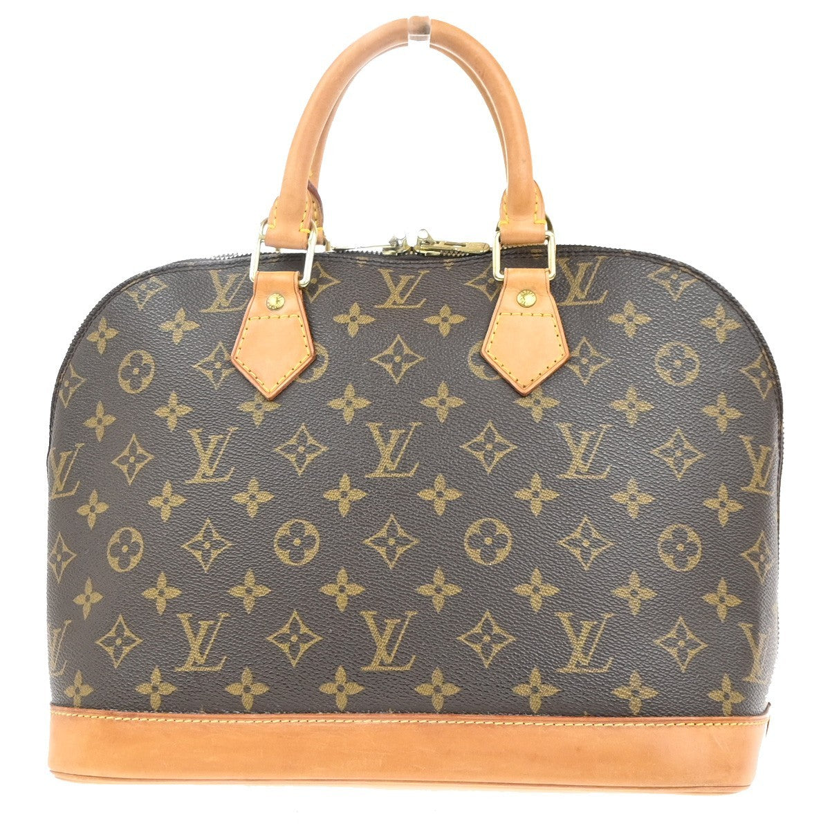 LOUIS VUITTON LV Logo Alma Hand Bag Monogram Leather Brown France M51130 70MA331