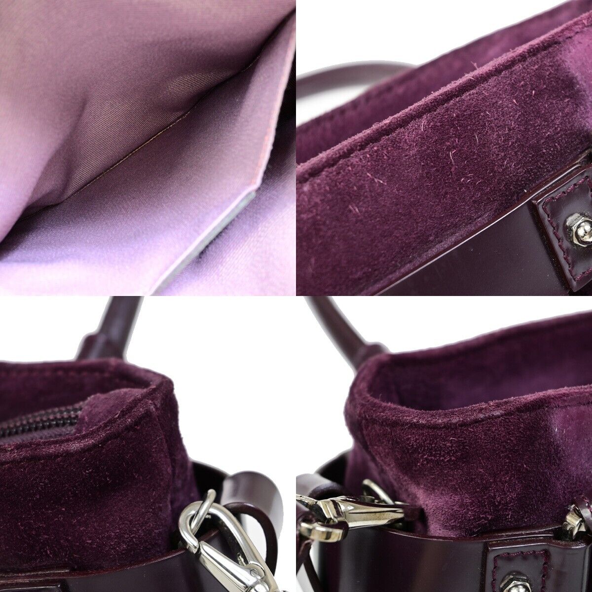 SALVATORE FERRAGAMO Gancini 2Way Shoulder Hand Bag Suede Leather Purple 68EB864