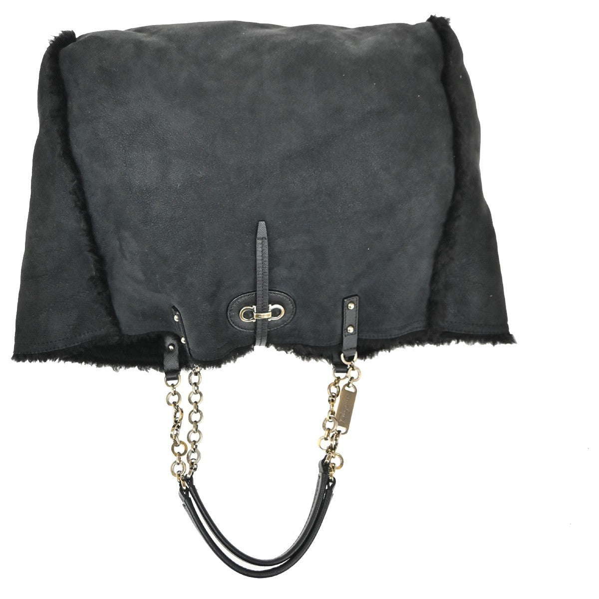 SALVATORE FERRAGAMO Reversible Gancini Shoulder Bag Fur Leather BK GHW 65RL685