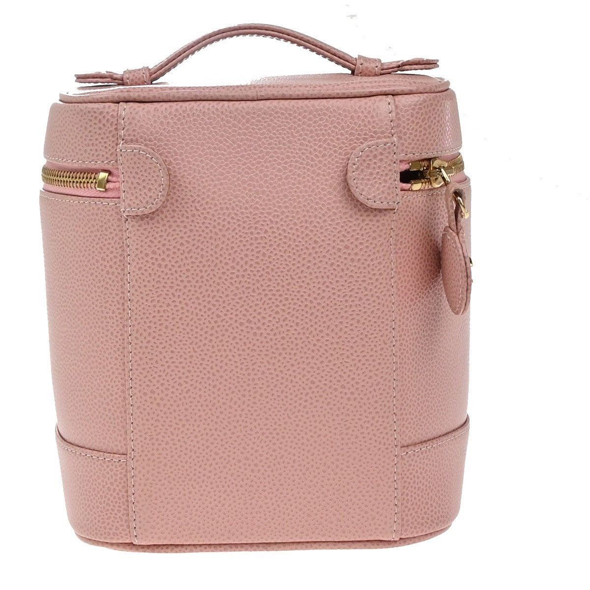 CHANEL CC Logo Cosmetic Vanity Hand Bag Grained Calfskin Leather Pink 674RP132