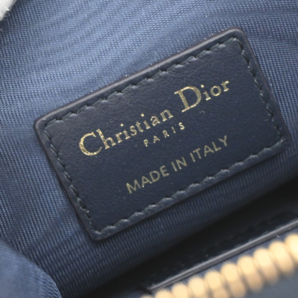 CHRISTIAN DIOR Logo Mini Pouch Bag Leather Blue GHW Italy 15KP157