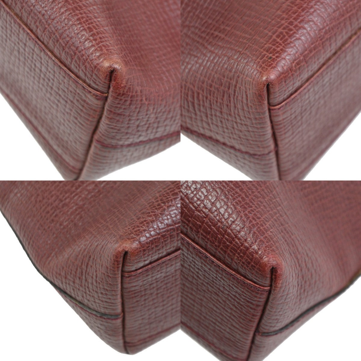 LOEWE Logo Shoulder Bag Embossing Leather Burgundy SHW Spain 32CA971