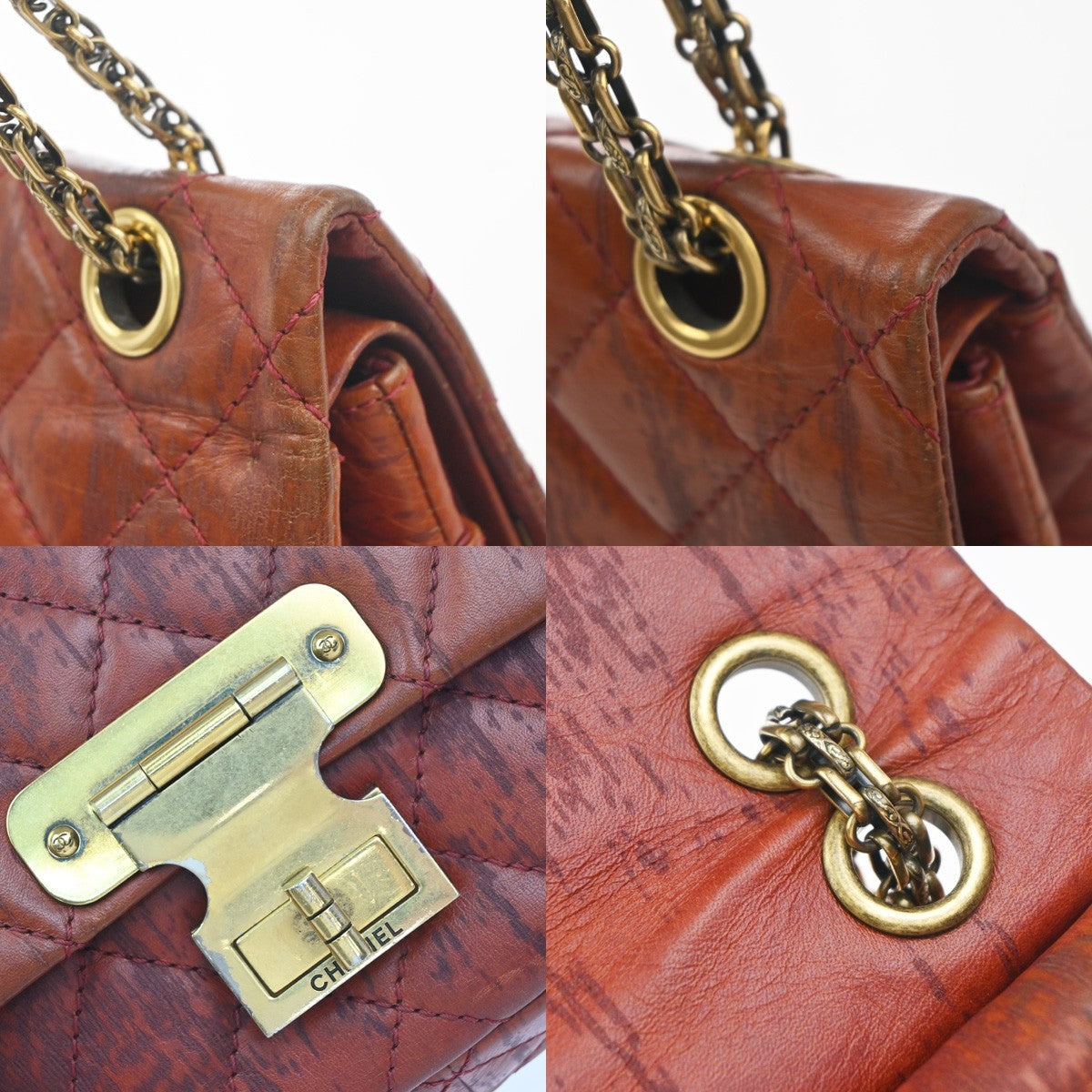 CHANEL Paris-Shanghai 2.55 Double Flap Chain Shoulder Bag Leather Brown 670RL952