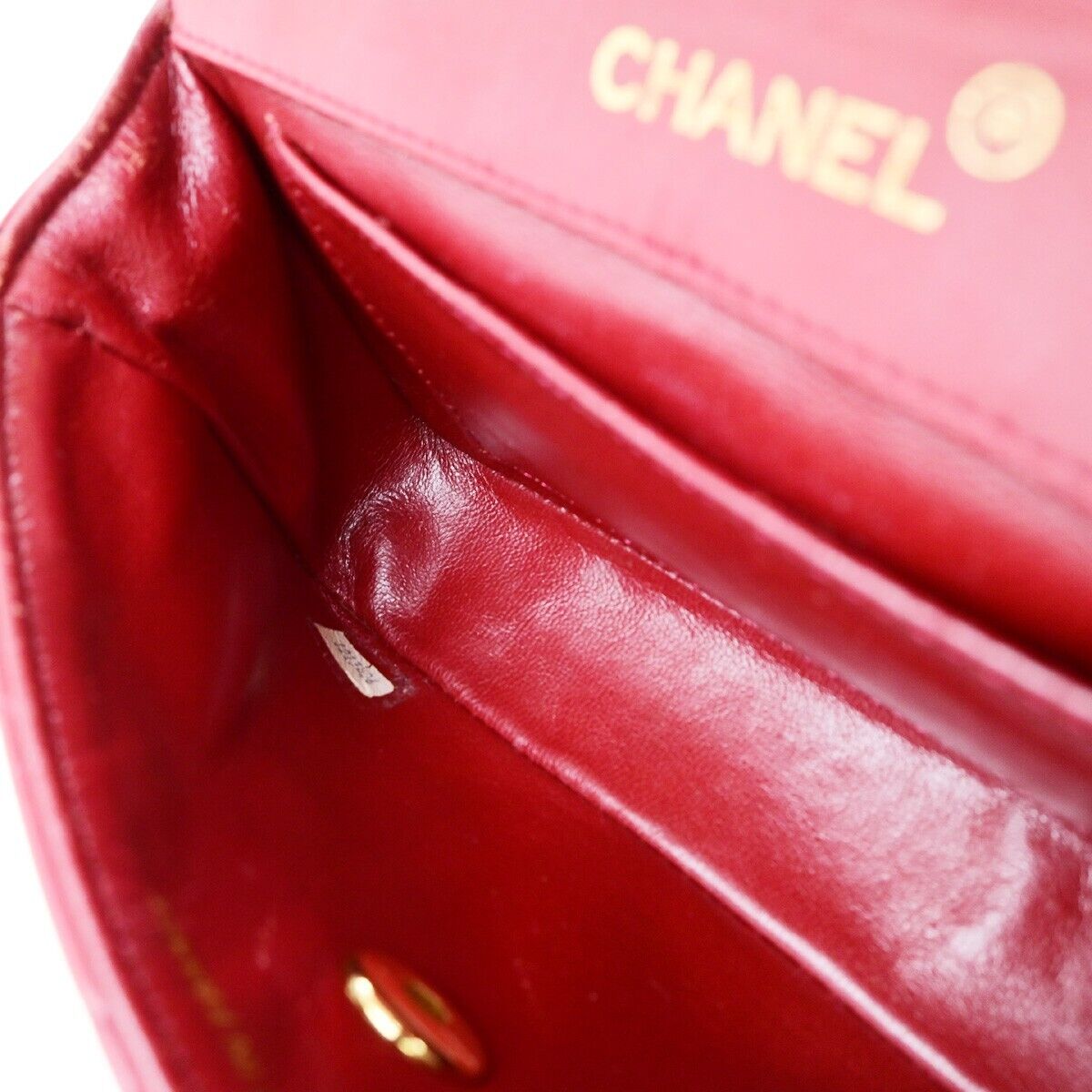 CHANEL CC Mini Matelasse Chain Shoulder Bag Leather Red GHW Vintage 696RF204