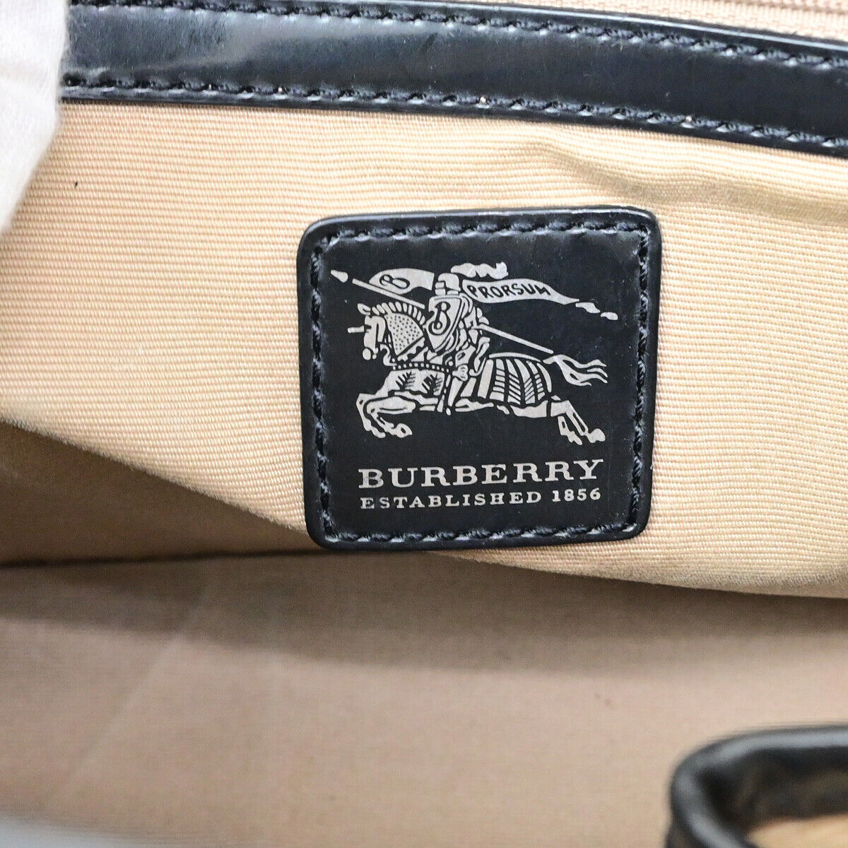 BURBERRY Logo Nova Check Shoulder Tote Bag PVC Leather Beige Black 63YE708
