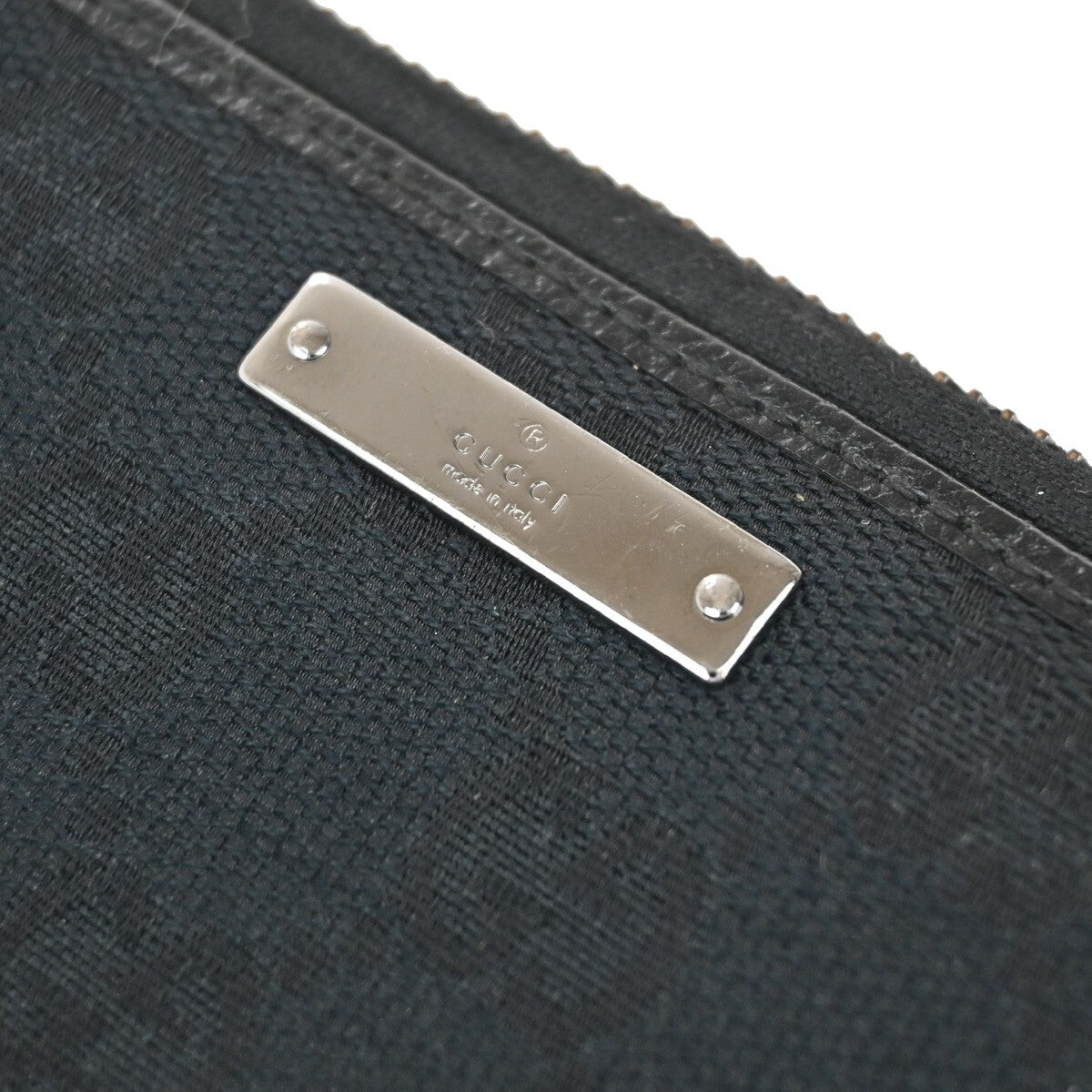 GUCCI Logo GG Pattern Long Zip Aroung Wallet Purse Canvas Leather Black 62YH231